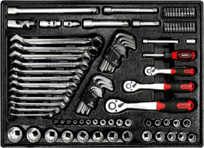 T45996 Набор универсальных головок и аксессуаров 1/4", 3/8", 1/2" ,94 предметов в ложементе