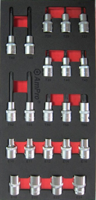 T33228 Набор головок TORX 1/2"  22пр. в мягком ложементе T33228 Набор головок TORX 1/2"  22пр. в мягком ложементе