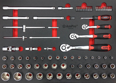 T45678 Набор головок и аксессуаров 1/4", 3/8", 1/2", 78пр. в мягком ложементе T45678 Набор головок и аксессуаров 1/4", 3/8", 1/2", 78пр. в мягком ложементе